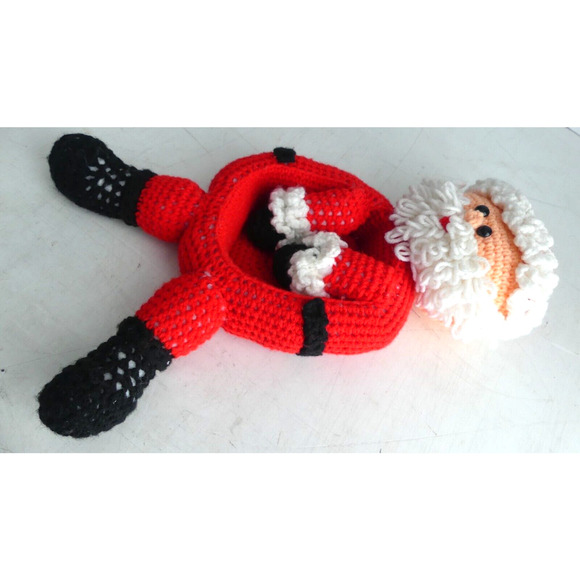 Vintage Handmade Crochet Santa Dish Doll 18" Full Body Arms Legs Full Beard - Picture 2 of 8